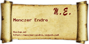 Menczer Endre névjegykártya